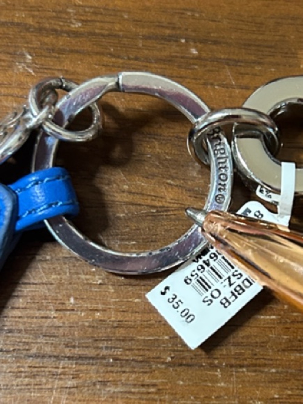 Brighton Blue Leather Keyring with Silver Accents - Picture 4 of 8
